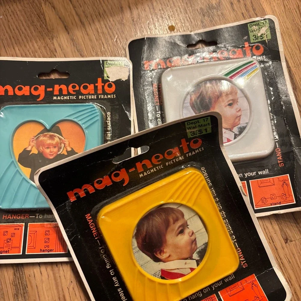 Vintage Mag-Neato Magnetic Picture Frames Set of 3 Heart Circle 80s Wal-Mart HK